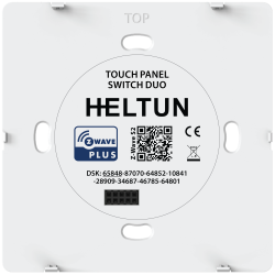 HE-TPS02-SK Touch Panel Switch, Z-Wave Plus v2 700-serien, 2 knapper, 2x indgange, 2x 5A udgange